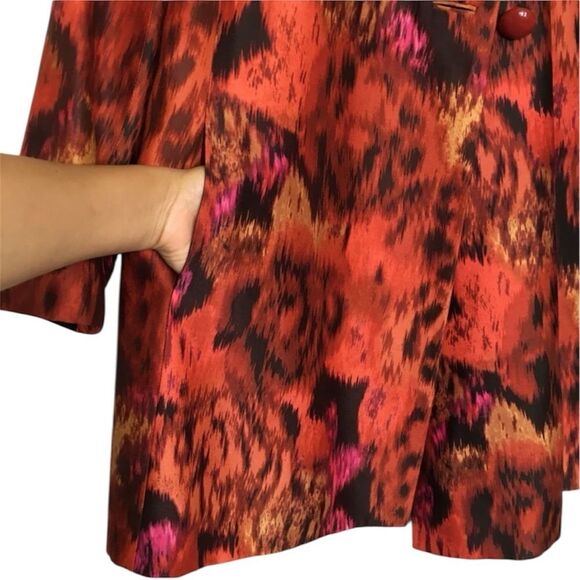 J.CREW WOOL/ SILK BURNT ORANGE TIE DYE LIGHTWEIGHT LINED PEACOAT JACKET COAT 4 - Picture 3 of 10
